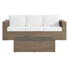 Convene Cappuccino/White 2-Piece Outdoor Patio Furniture Set - Ornate Home