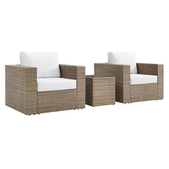Convene Cappuccino/White 3-Piece Outdoor Patio Furniture Set - Ornate Home