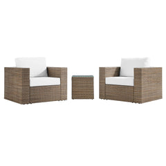 Convene Cappuccino/White 3-Piece Outdoor Patio Furniture Set - Ornate Home