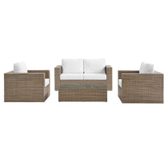 Convene Cappuccino/White 4-Piece Outdoor Patio Furniture Set - Ornate Home