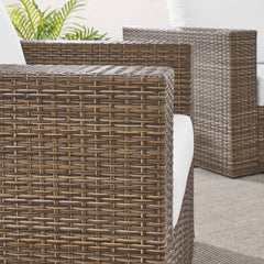 Convene Cappuccino/White 4-Piece Outdoor Patio Furniture Set - Ornate Home