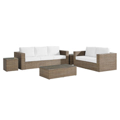 Convene Cappuccino/White 5-Piece Outdoor Patio Furniture Set - Ornate Home