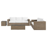 Convene Cappuccino/White 5-Piece Outdoor Patio Furniture Set - Ornate Home