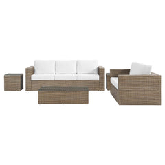 Convene Cappuccino/White 5-Piece Outdoor Patio Furniture Set - Ornate Home