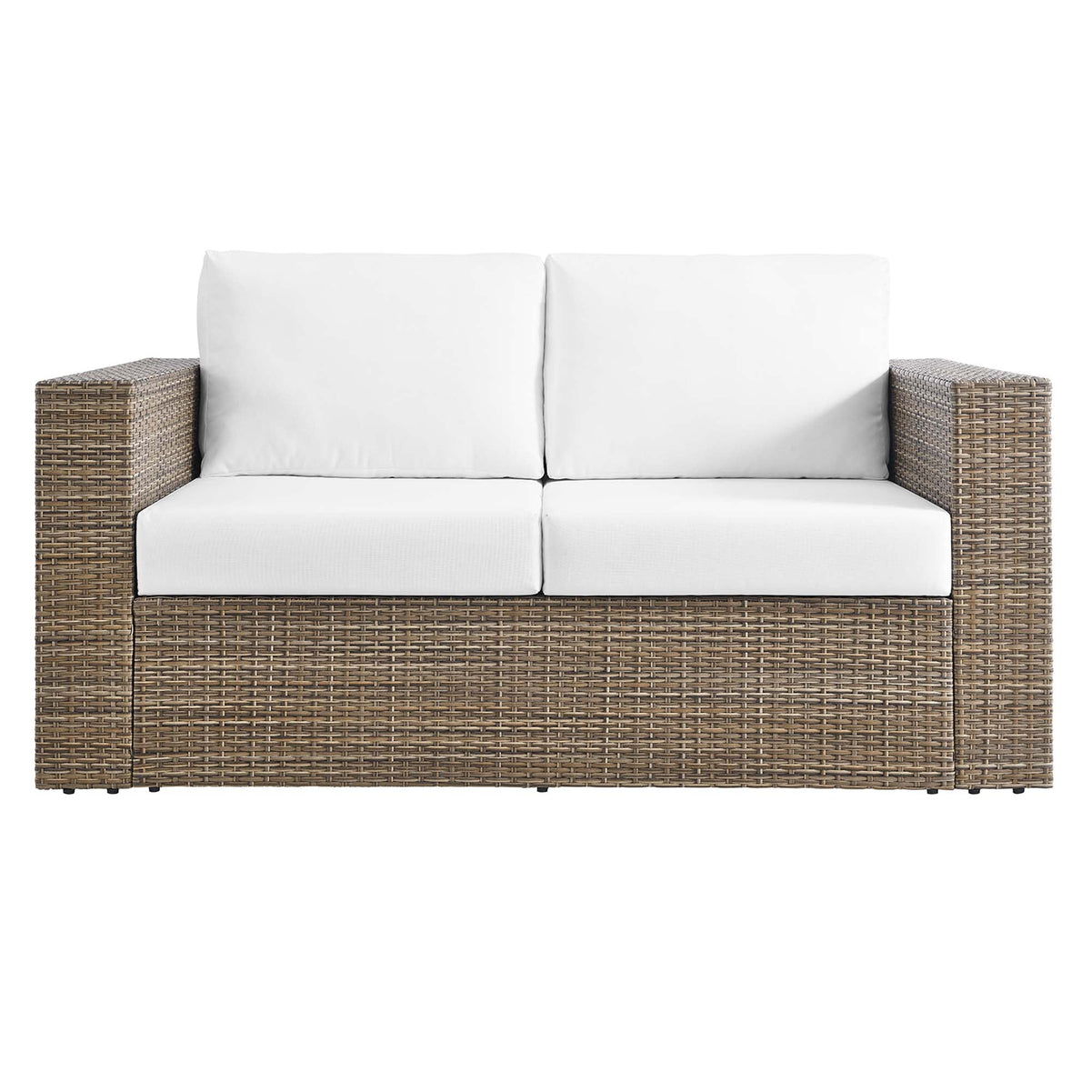 Convene Cappuccino/White 5-Piece Outdoor Patio Furniture Set - Ornate Home