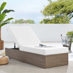 Convene Cappuccino/White Outdoor Patio Chaise Lounge Chair - Ornate Home