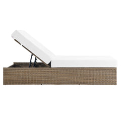 Convene Cappuccino/White Outdoor Patio Chaise Lounge Chair - Ornate Home