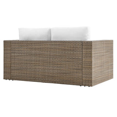 Convene Cappuccino/White Outdoor Patio Loveseat - Ornate Home