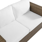 Convene Cappuccino/White Outdoor Patio Loveseat - Ornate Home