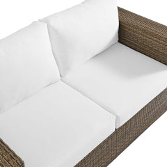 Convene Cappuccino/White Outdoor Patio Loveseat - Ornate Home