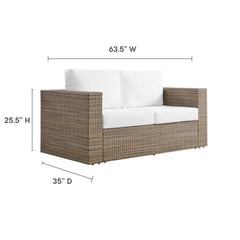 Convene Cappuccino/White Outdoor Patio Loveseat - Ornate Home
