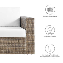 Convene Cappuccino/White Outdoor Patio Loveseat - Ornate Home