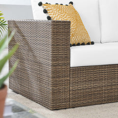 Convene Cappuccino/White Outdoor Patio Loveseat - Ornate Home