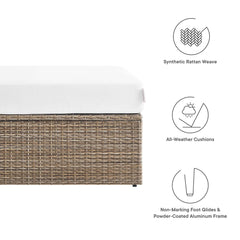 Convene Cappuccino/White Outdoor Patio Rectangle Ottoman - Ornate Home