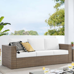 Convene Cappuccino/White Outdoor Patio Sofa - Ornate Home