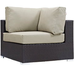 Convene Espresso/Beige 10 Piece Outdoor Patio Sectional Set - Ornate Home