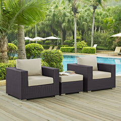 Convene Espresso/Beige 3 Piece Outdoor Patio Sofa Set - Ornate Home