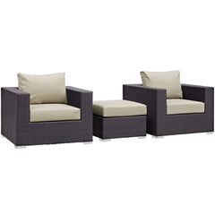 Convene Espresso/Beige 3 Piece Outdoor Patio Sofa Set - Ornate Home