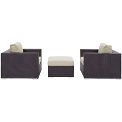 Convene Espresso/Beige 3 Piece Outdoor Patio Sofa Set - Ornate Home