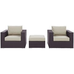 Convene Espresso/Beige 3 Piece Outdoor Patio Sofa Set - Ornate Home
