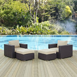 Convene Espresso/Beige 4 Piece Outdoor Patio Sectional Set - Ornate Home