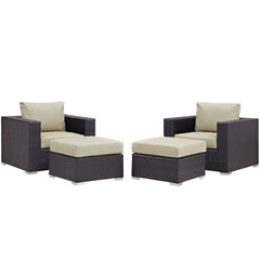 Convene Espresso/Beige 4 Piece Outdoor Patio Sectional Set - Ornate Home
