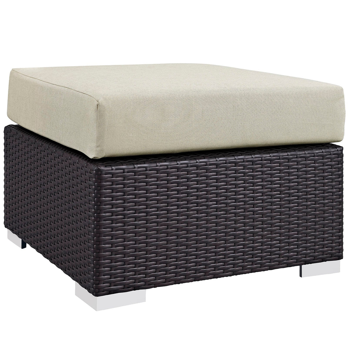 Convene Espresso/Beige 4 Piece Outdoor Patio Sectional Set - Ornate Home