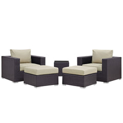 Convene Espresso/Beige 5 Piece Outdoor Patio Sectional Set - 70x92.5" - Ornate Home