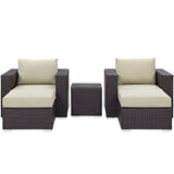 Convene Espresso/Beige 5 Piece Outdoor Patio Sectional Set - 70x92.5" - Ornate Home