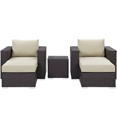 Convene Espresso/Beige 5 Piece Outdoor Patio Sectional Set - 70x92.5" - Ornate Home