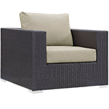 Convene Espresso/Beige 5 Piece Outdoor Patio Sectional Set - 70x92.5" - Ornate Home