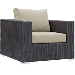 Convene Espresso/Beige 5 Piece Outdoor Patio Sofa Set - Ornate Home