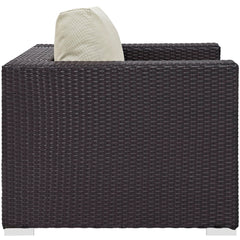 Convene Espresso/Beige Outdoor Patio Armchair - Ornate Home