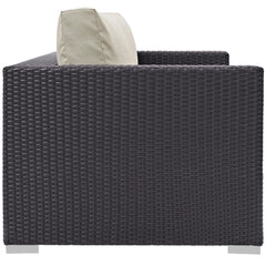 Convene Espresso/Beige Outdoor Patio Loveseat - Ornate Home