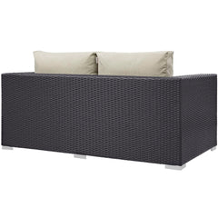 Convene Espresso/Beige Outdoor Patio Loveseat - Ornate Home