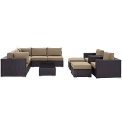 Convene Espresso/Mocha 10 Piece Outdoor Patio Sectional Set - Ornate Home
