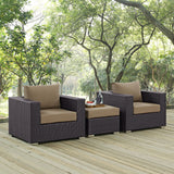 Convene Espresso/Mocha 3 Piece Outdoor Patio Sofa Set - Ornate Home