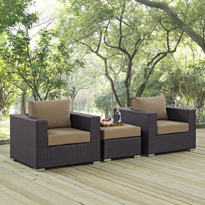 Convene Espresso/Mocha 3 Piece Outdoor Patio Sofa Set - Ornate Home
