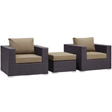 Convene Espresso/Mocha 3 Piece Outdoor Patio Sofa Set - Ornate Home