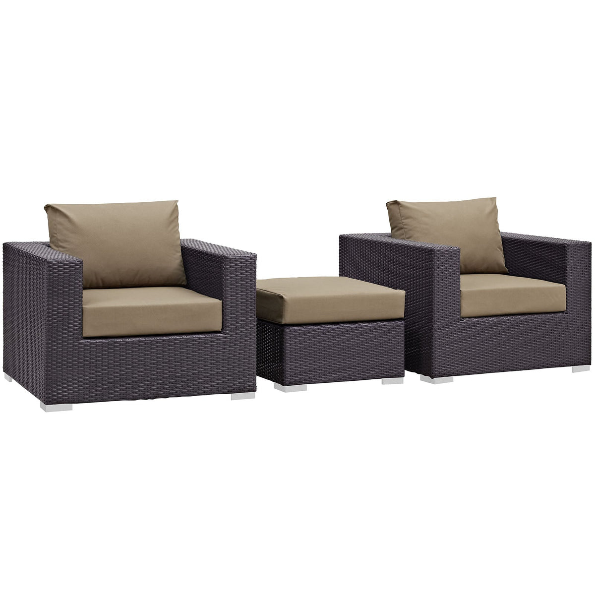 Convene Espresso/Mocha 3 Piece Outdoor Patio Sofa Set - Ornate Home
