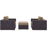 Convene Espresso/Mocha 3 Piece Outdoor Patio Sofa Set - Ornate Home