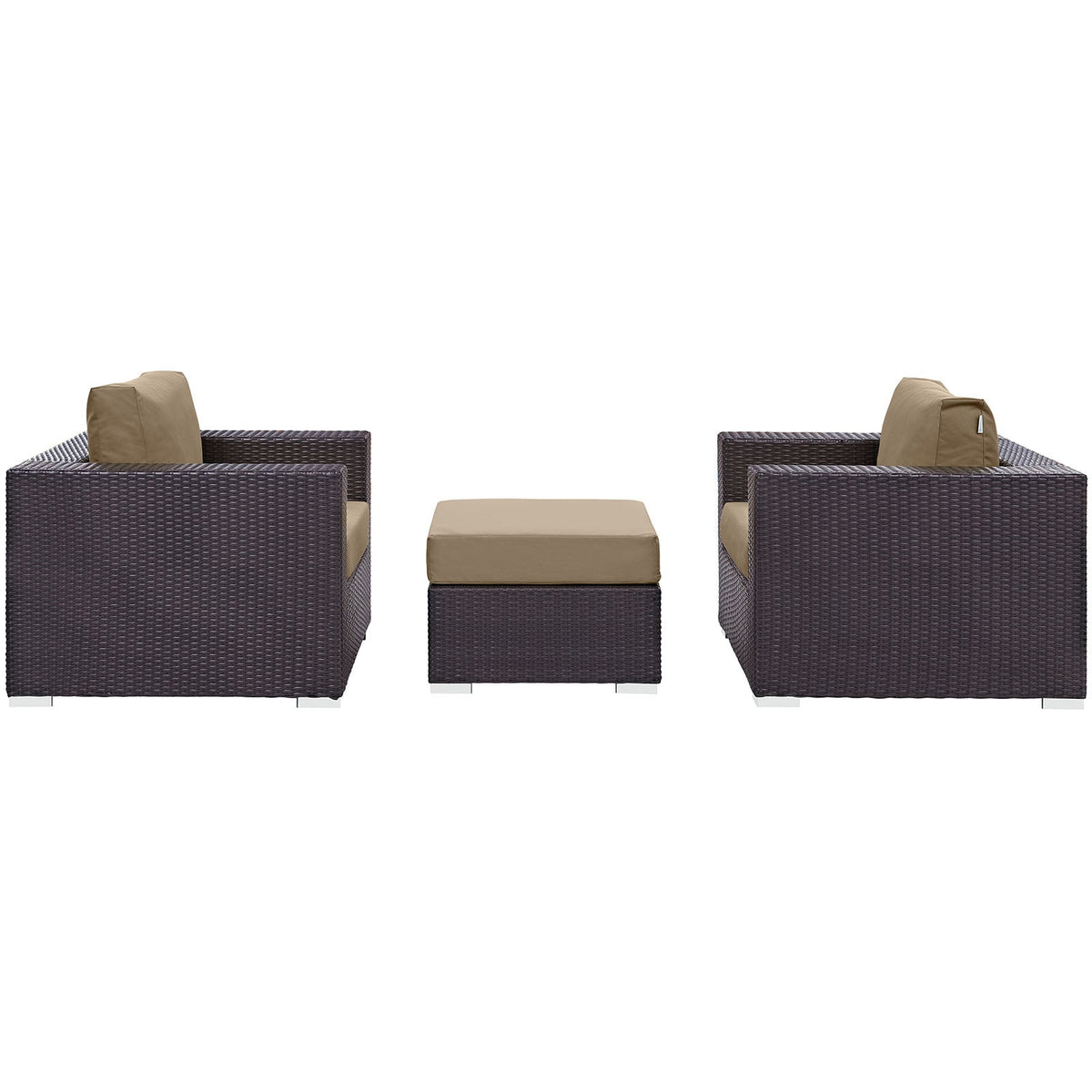 Convene Espresso/Mocha 3 Piece Outdoor Patio Sofa Set - Ornate Home