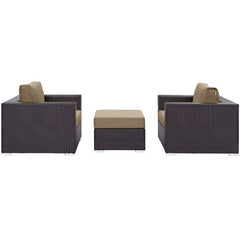 Convene Espresso/Mocha 3 Piece Outdoor Patio Sofa Set - Ornate Home