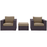Convene Espresso/Mocha 3 Piece Outdoor Patio Sofa Set - Ornate Home