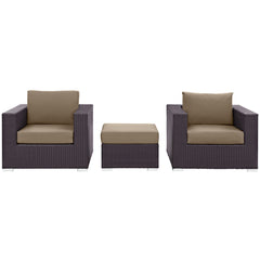 Convene Espresso/Mocha 3 Piece Outdoor Patio Sofa Set - Ornate Home