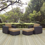 Convene Espresso/Mocha 4 Piece Outdoor Patio Sectional Set - Ornate Home
