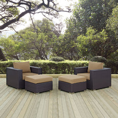 Convene Espresso/Mocha 4 Piece Outdoor Patio Sectional Set - Ornate Home