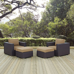 Convene Espresso/Mocha 4 Piece Outdoor Patio Sectional Set - Ornate Home