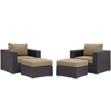 Convene Espresso/Mocha 4 Piece Outdoor Patio Sectional Set - Ornate Home