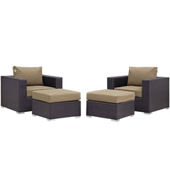 Convene Espresso/Mocha 4 Piece Outdoor Patio Sectional Set - Ornate Home